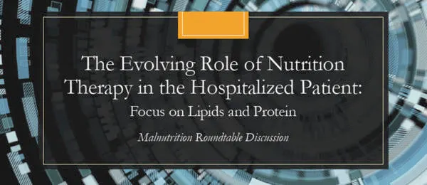 Slide title on The Evolving Role of Nutrition Therapy in the Hospitalized Patient